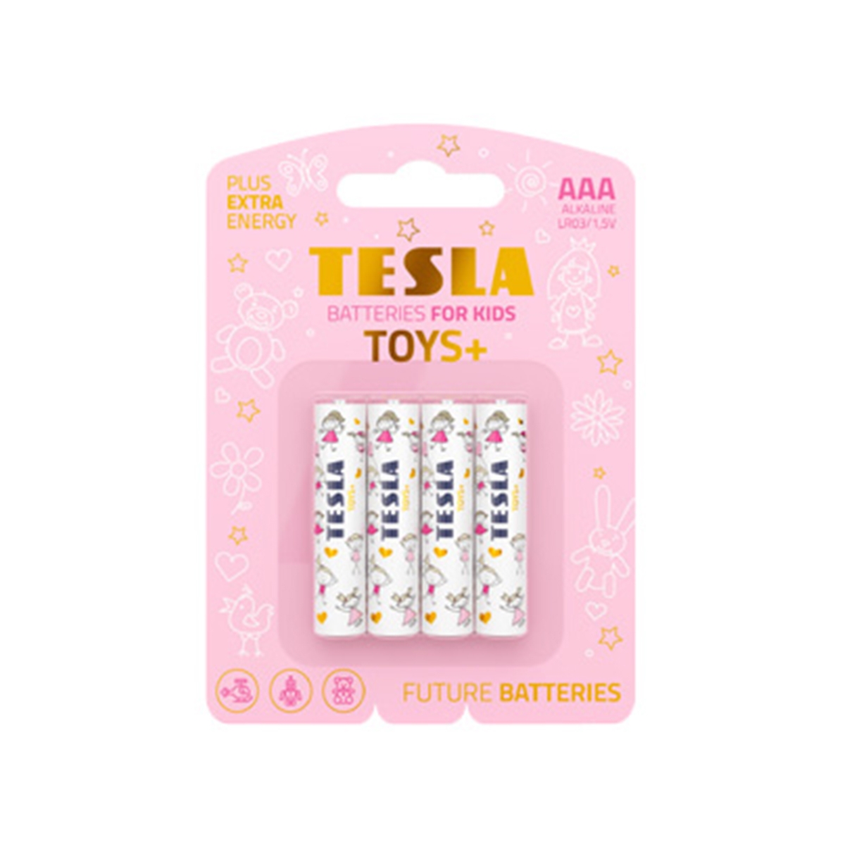 Tesla Toy+ girl alkalická mikrotužková baterie AAA, 4 ks